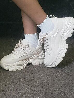 Women’s Chunky Platform Sneakers | White Leather | Dad Shoes